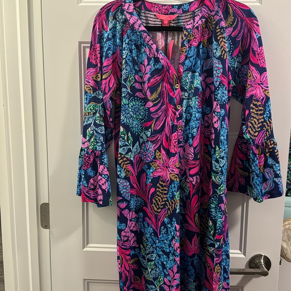Lilly Pulitzer dress in Aegean navy calypso coast